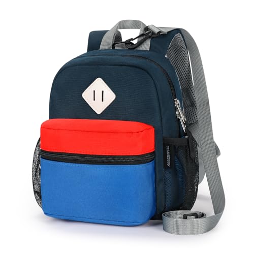 STEAMEDBUN Toddler Backpack Leash - Anti-Lost Harness Backpack for Boys Girls 1-3 - Blue - color: Dark-blue&red, size: Leash - 9.5"H
