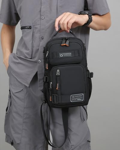 O-TBOST Crossbody Sling Backpack Sling Bag for Men Travel Hiking Chest Bag Daypack (Black) - color: Black