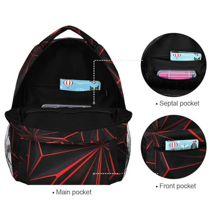 ALAZA 3D Geometric Black Polygon Red Futuristic Large Backpack Personalized Laptop iPad Tablet Travel School Bag with Multiple Pockets - color: Geomertry