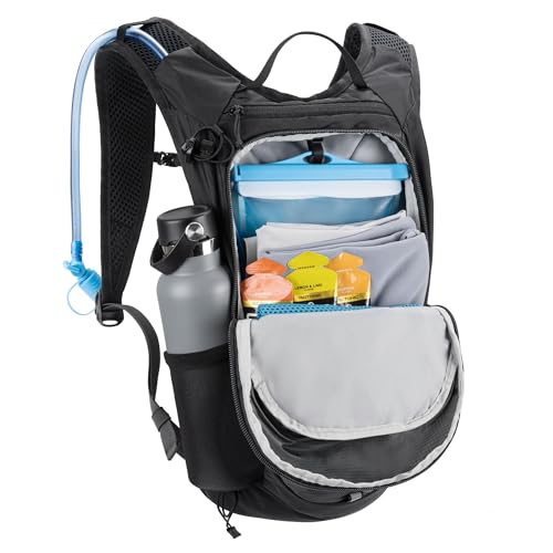 N NEVO RHINO Hydration Backpack Lightweight, Small Hiking Backpack with Water Bladder 2L, Insulated Water Daypack for Cycling Running Trail Rave - color: Black