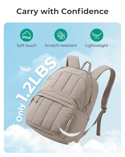 BAGSMAT Womens Backpack Travel Laptop Backpack for Women, Quilted College Laptop Bookbag, Work Back Pack for Women, Cute Computer Water-Resistant Casual Daypack, Puffer Pink - color: 13-pink