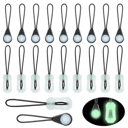 20 Pcs Self Luminous Backpack Zipper Pulls, Glow in the Dark Zipper Pulls Luggage Zippers Pull Head for Outdoor Mountaineering Camping Jackets Handbags