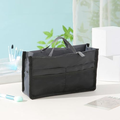 Travel Purse Organizer Insert for Handbags Bag Multifunctional Cosmetic Organizers for Women & Men(Black)