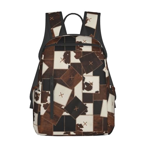 Stylish Daily Shoulder Backpack Cow Print Cow Fur Texture Abstract Leather Texture Cowhide Patchwork, Practical Multi-scene Daypack for Road Trip Picnic Walking Men Women - color: Picture (1181)