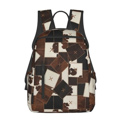 Stylish Daily Shoulder Backpack Cow Print Cow Fur Texture Abstract Leather Texture Cowhide Patchwork, Practical Multi-scene Daypack for Road Trip Picnic Walking Men Women - color: Picture (1181)