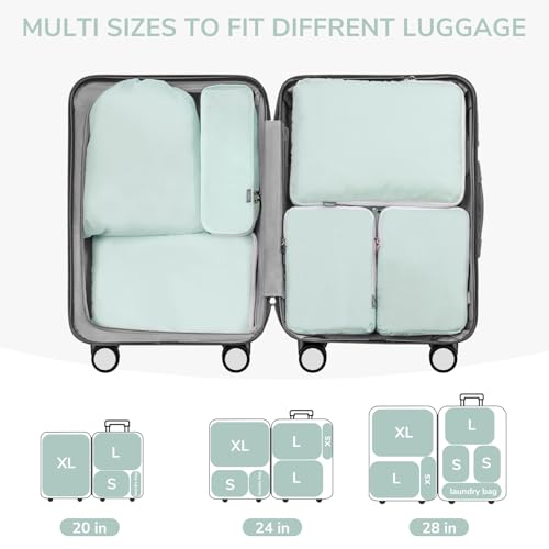 CherryNow 7 Set Compression Travel Packing Cubes for Suitcases, Grey Blue - color: Grey Blue