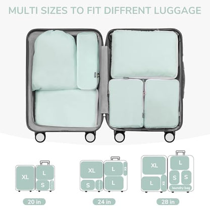 CherryNow 7 Set Compression Travel Packing Cubes for Suitcases, Grey Blue - color: Grey Blue