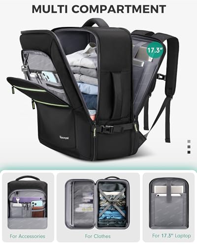 Vancropak Travel Personal Item Backpack for Spirit Airlines with Shoe Compartment Removable, 18x14x8 TSA Approved Underseat Carry on Backpack, Large Luggage Suitcase Bag Fit 17.3" Laptop, Black - color: Black