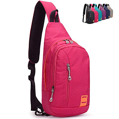 Peicees Small Sling Backpack Waterproof Unisex Shoulder Bag Chest Crossbody Daypack - color: 2_rose Red, size: Large