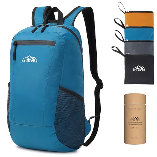 15L Lightweight Hiking Backpack Small,Waterproof Hiking Daypack,Foldable Backpack for Travel,Ultralight Daypack - color: Nylon Blue