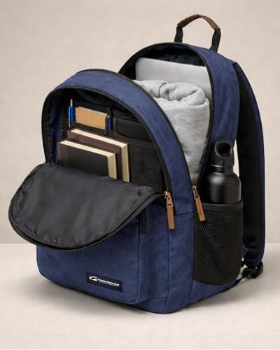 TRAILKICKER Classic Carry-on Travel Backpack, Laptop Backpack with Padded 17 inch Laptop Sleeve, Multi Pocket College Backpack, Casual Daypack Backpacks - Navy - color: Navy