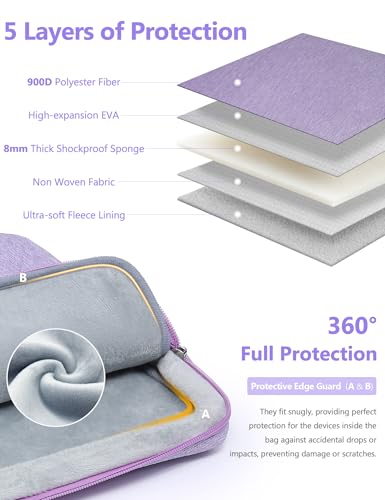 HYZUO 13 Inch Laptop Sleeve Bag Set for MacBook Air 13 M5/M4/M3/M2/M1 A3449 2026-2018, 13" MacBook Neo 2026 A3404, MacBook Pro 13 M2/M1 2026-2016, iPad Pro/Air 13, XPS 13, Surface Pro, Lilac Purple - color: Lilac Purple, size: 13 Inch