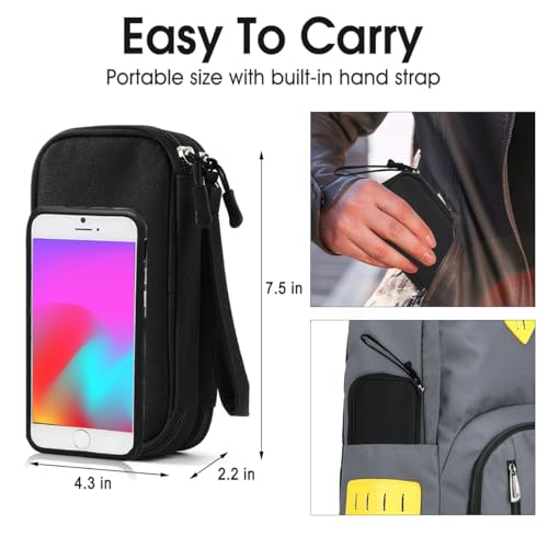 Travel Electronic Organizer Pouch Bag, 3 Compartments Portable Electronic Phone Accessories Storage Multifunctional Case for Cable, Cord, Charger, Hard Drive, Earphone(Black)