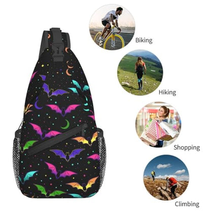 Halloween Gothic Bat Outdoor Crossbody Shoulder Bag For Unisex Young Adult Hiking Bicycling - color: 12
