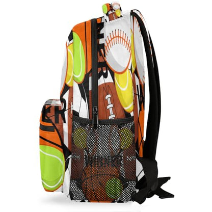 School Backpack Travel Bag for Men & Women - Basketball Baseball Lightweight Boys Girls Bookbag Daypack Fits 15.6 Inch Laptop for College Students, Middle High School, Teens