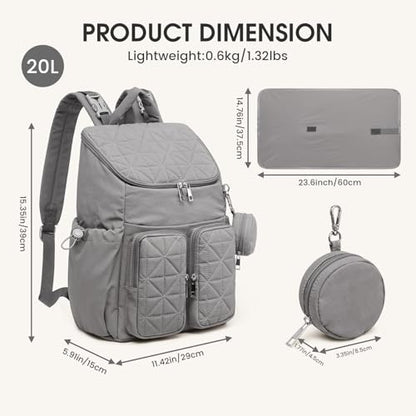 G4Free Diaper Bag Backpack for Moms Dads Travel Baby Bag with Pacifier Case & Insulated Pockets,Grey - color: Grey