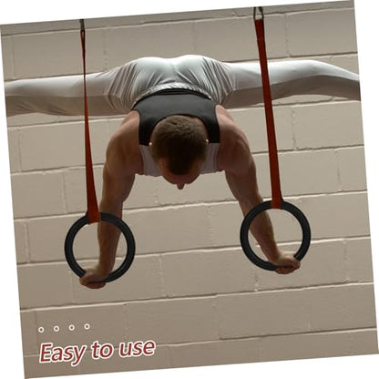 STOBOK 2PCS Gymnastic Rings with Adjustable Straps Replacement Fitness Rings for Outdoor Strength and Bodyweight Training Cross Training Workouts Black