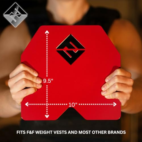 F&F STEEL Adjustable Weighted Vest & Plates - Strength, Edurance, Running, Hiking, Rucking, Fitness WODs - color: Red Plates - 5.75lb