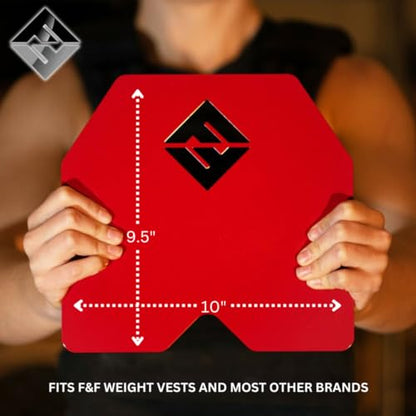 F&F STEEL Adjustable Weighted Vest & Plates - Strength, Edurance, Running, Hiking, Rucking, Fitness WODs - color: Red Plates - 5.75lb