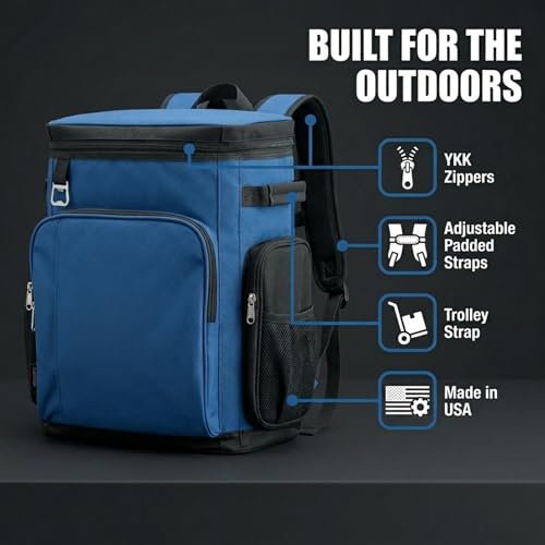 18 Can Cooler Backpack, Insulated Leakproof Soft Cooler with Bottle Opener, Padded Straps, Hiking Travel Picnic