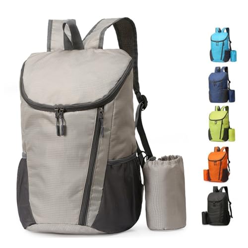 Portable Foldable Backpack Folding Mountaineering Bag, Ultralight Outdoor Cycling Rucksack, Travel Hiking Knapsack (Grey) - color: Grey