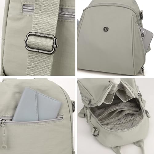 Simple Mini Nylon 11 Inch Backpack Casual Lightweight Resistant Small Travel Bag Adjustable Shoulder Straps - color: Green