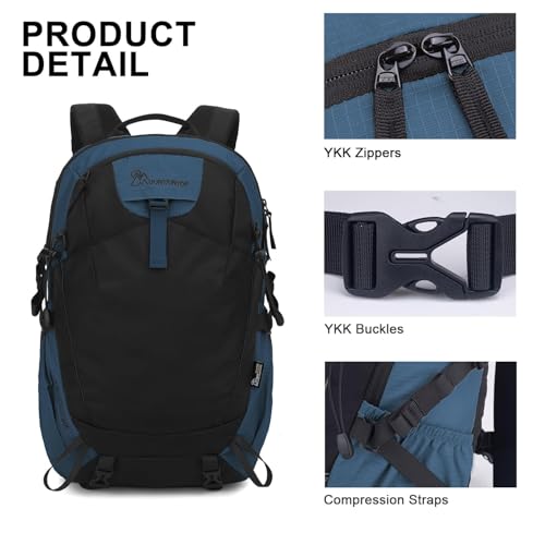 MOUNTAINTOP 30L Hiking Backpack,Men Women Camping Backpack,Lightweight Trekking Travel Backpacks for Climbing Skiing Cycling - color: Black&blue-30l, size: 30L