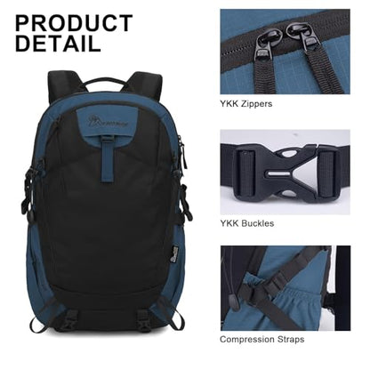 MOUNTAINTOP 30L Hiking Backpack,Men Women Camping Backpack,Lightweight Trekking Travel Backpacks for Climbing Skiing Cycling - color: Black&blue-30l, size: 30L