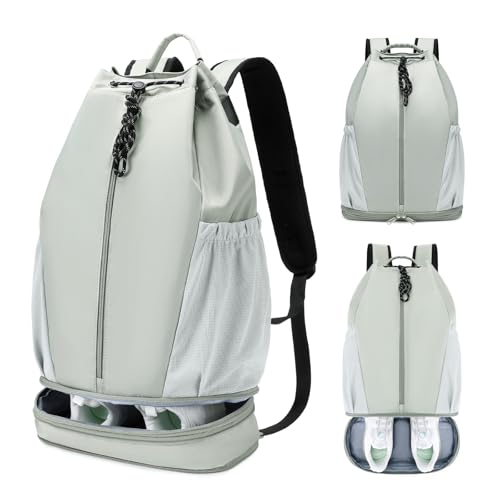 mygreen Gym Drawstring Backpack with Shoe Compartment – Waterproof Sports Bag, Lightweight & Breathable for Gym, Travel, Yoga | Large Capacity, Foldable Design Light Green - color: Light Green