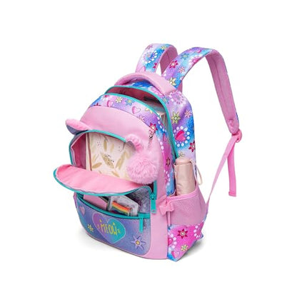 Backpacks for Girls School Bag Cute Girls Backpacks Ages 8-10 Kids Bookbag Set Travel Backpack for Preschool Kindergarten Elementary Students Backpack to School Supplies - color: Flower