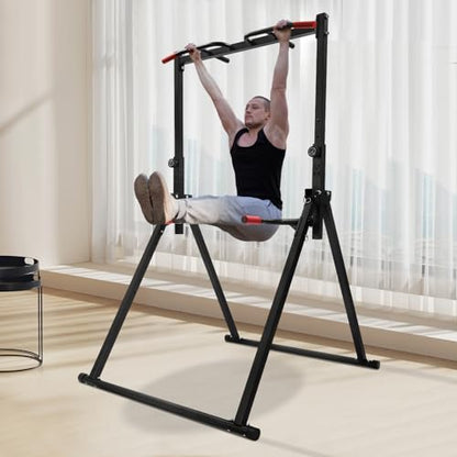 Pull Up Bar Free Standing, Foldable Power Tower Workout Dip Station, Pullup Bar Station for Home Gym Strength Training Equipment, Height Adjustable Pull Up Bar, 440LBS - size: With Handle