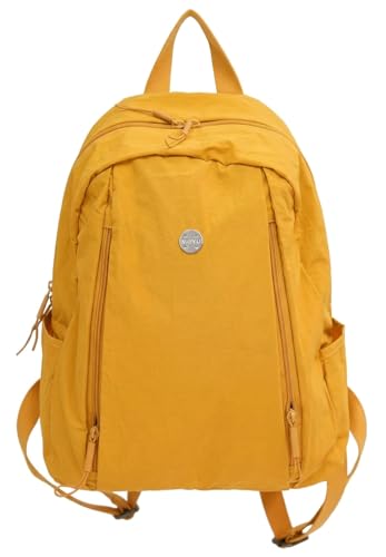 Nylon Backpack for Women Men, Waterproof Travel Backpack Purse Casual Daypack, Gym School Backpack for Daily Cycling (Yellow) - color: Yellow