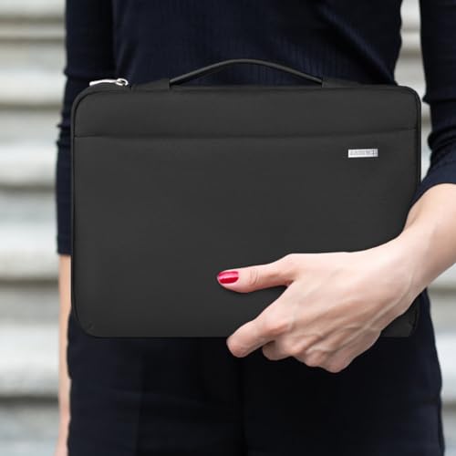 LANDICI 360°Laptop Sleeve Case 14 15 Inch Compatible with MacBook Air 15 M2/M3/M4 2022-2025, MacBook Pro 15, Hp chromebook 14, Waterproof Computer Bag Cover with Handle, Black - color: New Black, size: 14-15 inch