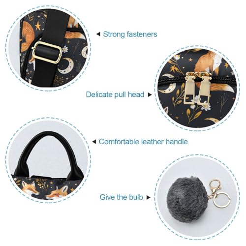 MNSRUU Women Backpack Purse Fox Plants Stars Moons Backpack for Women Anti-theft Shoulder Bag Carry On Backpack Lightweight Rucksack Fashion Travel Ladies Bags - color: Fox I9003