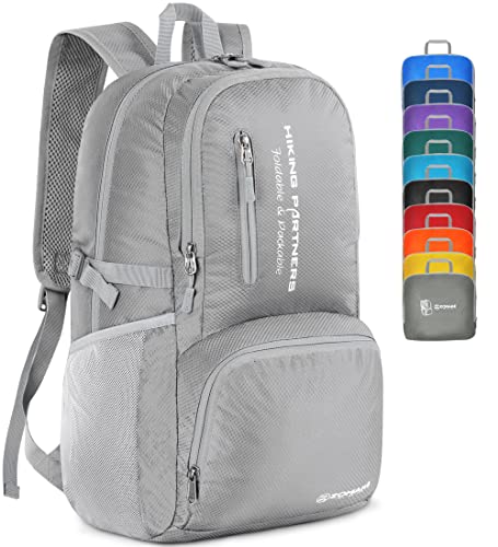 ZOMAKE Lightweight Packable Backpack, 35L Light Foldable Hiking Backpacks Water Resistant Collapsible Daypack for Travel(Sliver Grey) - color: Sliver Grey