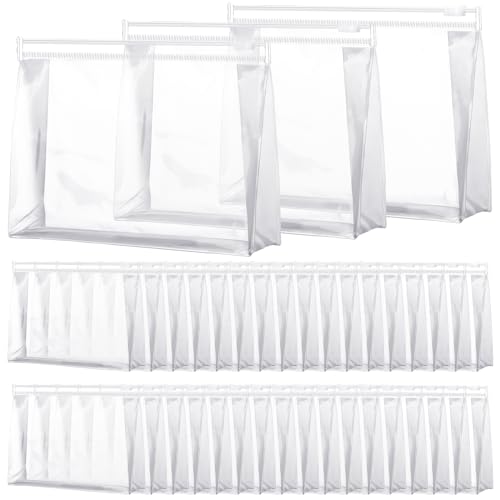 Xuniea 50 Pcs Mini Clear Makeup Bag Small Clear Zipper Pouch Travel Plastic Cosmetic Organizer Waterproof for Toiletries Swimsuit Bikini Bathing Suit(11'',Transparent) - color: Transparent, size: 11 x 7.9 x 2.8 in