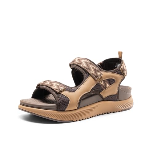 DREAM PAIRS Women's Walking Sandals Arch Support Orthopedic Recovery Hiking Sandals Thick Athletic Cushion Adjustable Strap for Plantar Fasciitis - color: Brown, size: 7