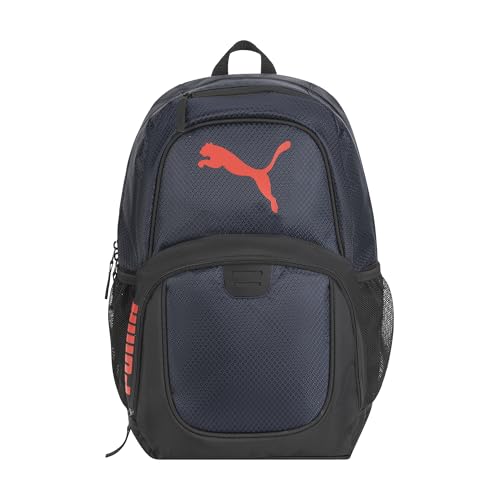 PUMA Contender Backpack, Red/Navy, OS - color: New Navy/Red Fire, style: Contender Backpack With Laptop Sleeve, Item Organizer & Media Pocket