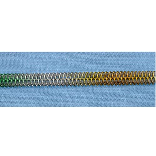 #5 Colorful Metallic Nylon Coil Zipper by Yard,Blue Zipper Tape Bulk 10 Yards with 25pcs Silver Pull for DIY Sewing Craft Bag YIGUANXIN - color: Blue-Colorful