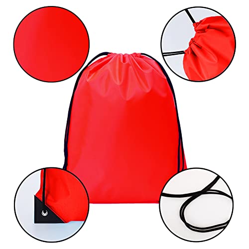 CODOBON 50 Pcs Drawstring Bags, Bulk Draw String Backpack, Cinch Polyester Bag for Gym Sport, Red - color: Red