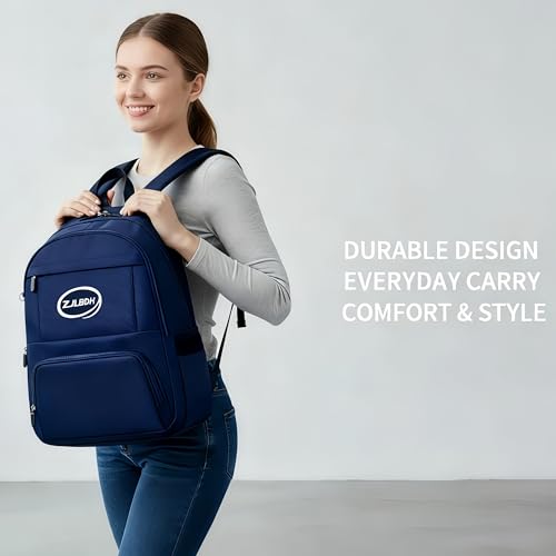 25L Classic Backpack, Polyester, Water Resistant, Multiple Front Zippered Pockets, Padded Back, Adjustable Straps (Blue)
