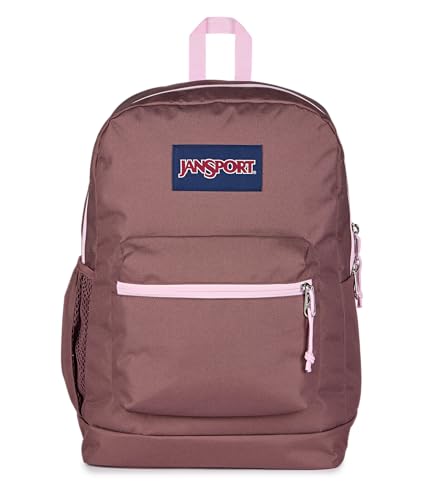 JanSport Cross Town Plus Backpack - Large Main Compartment, Side Water Bottle Pocket, 15-Inch Padded Laptop Sleeve - Color Blocked - Mahogany Haze - color: Color Blocked Mahogany Haze/Pink Ice/