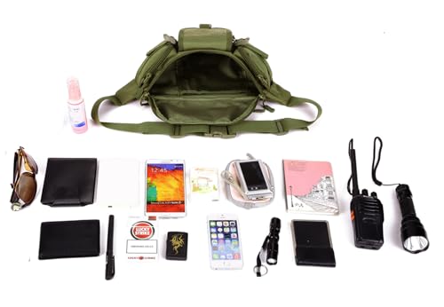 ArcEnCiel Tactical Fanny Pack for Men Women Waist Bag Hip Belt Outdoor Hiking Fishing Bumbag with Patch (Green) - color: Green