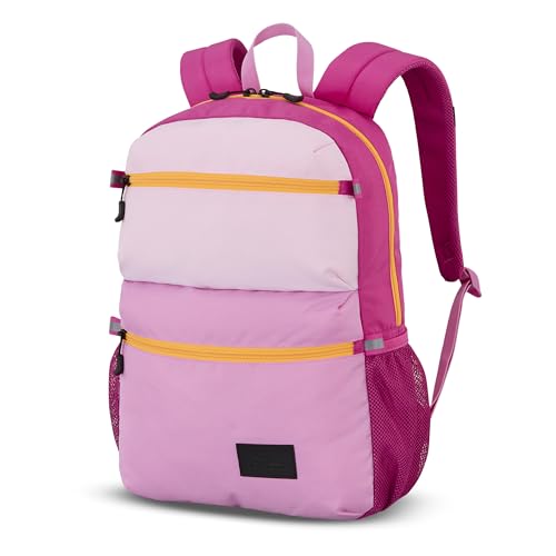 High Sierra Everclass Backpack - Travel or Work Laptop Bookbag with 360° Reflectivity, Dual Water Bottle Pockets & Fits Laptops Up To 15.6”, One Size, PINK COLORBLOCK - color: Pink Colorblock