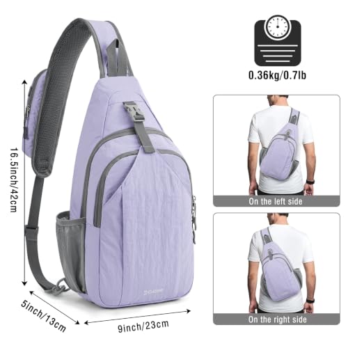 G4Free Sling Bag for Men and Women, RFID Blocking Crossbody Bag, Lightweight Sling Backpack for Travel, Hiking, Walking and Daily Use - color: Taro Purple