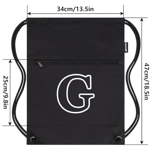 HOLYLUCK Drawstring Bags Initial Backpack Sackpack Cinch Bags for Sports, Gym, Travel, Beach(Black-G) - color: Black-g