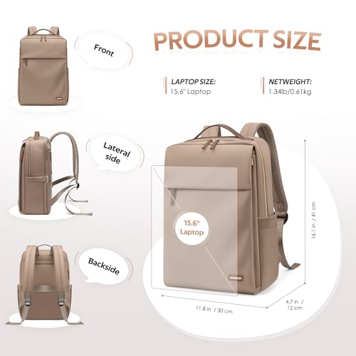 GOLF SUPAGS Travel Laptop Backpack for Women Airline Approved for Work College Travel Multi-Functional Casual Daypack Teacher Nurse Bags Fits 15.6 Inch Notebook (Champagne) - color: Champagne
