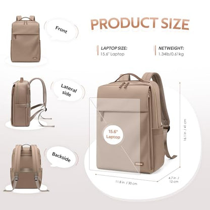 GOLF SUPAGS Travel Laptop Backpack for Women Airline Approved for Work College Travel Multi-Functional Casual Daypack Teacher Nurse Bags Fits 15.6 Inch Notebook (Champagne) - color: Champagne