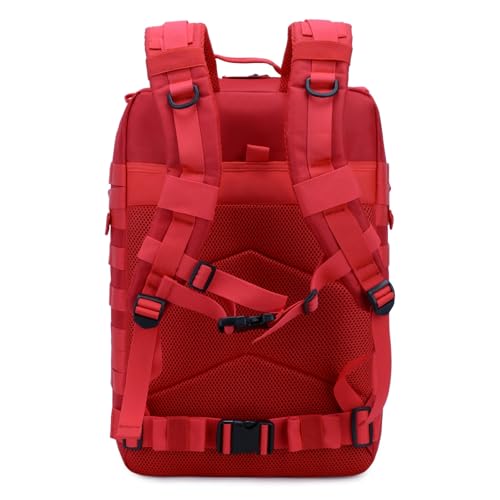 45L Military Tactical Backpack for Men & Women Bug Out Bag Assault pack Molle Daypack Hiking Trekking Rucksack(Red) - color: Red