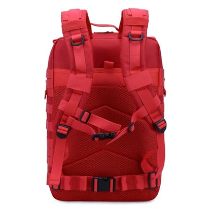 45L Military Tactical Backpack for Men & Women Bug Out Bag Assault pack Molle Daypack Hiking Trekking Rucksack(Red) - color: Red
